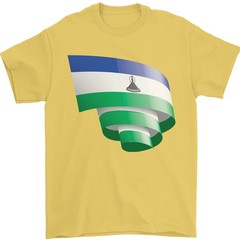 Curled Lesotho Flag Basotho Day Football Mens T-Shirt 100% Cotton