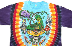 Alice In Wonderland Front/Back Graphic Tie Die T-Shirt Size XL Liquid Blue New