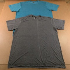 District Perfect Tri Mens 2XL Teal Gray Short Sleeve Crew Neck Tee 2 Pack New