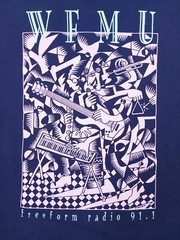 Vintage 90s Mary Fleener A Euphonius Combo 1993 ART Blue Navy T-Shirt 2XL