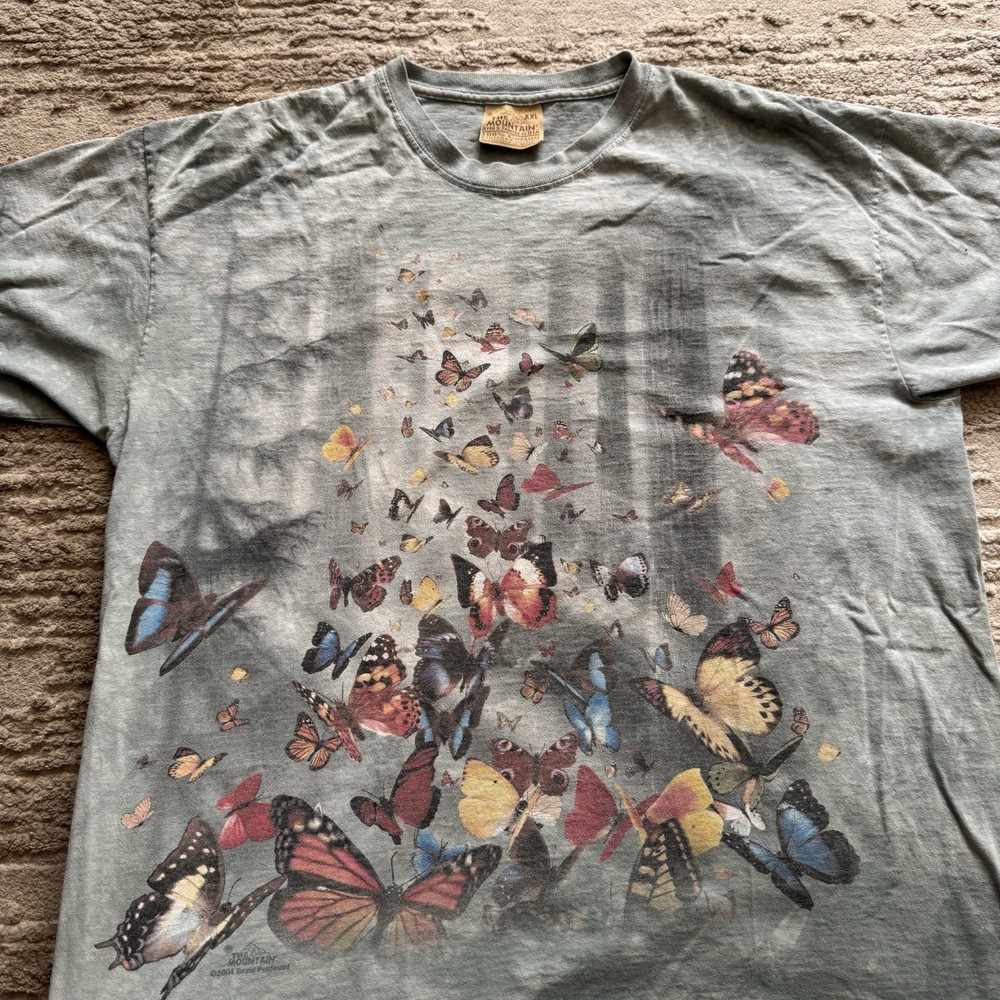 Vintage 2004 The Mountain Butterfly Tee Tie Dye Womens XXL Nature Leather Tag US