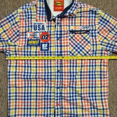 BORN FLY Shirt Men XL Plaid Short Sleeve Button Up Tide Detergent Parody Y2K