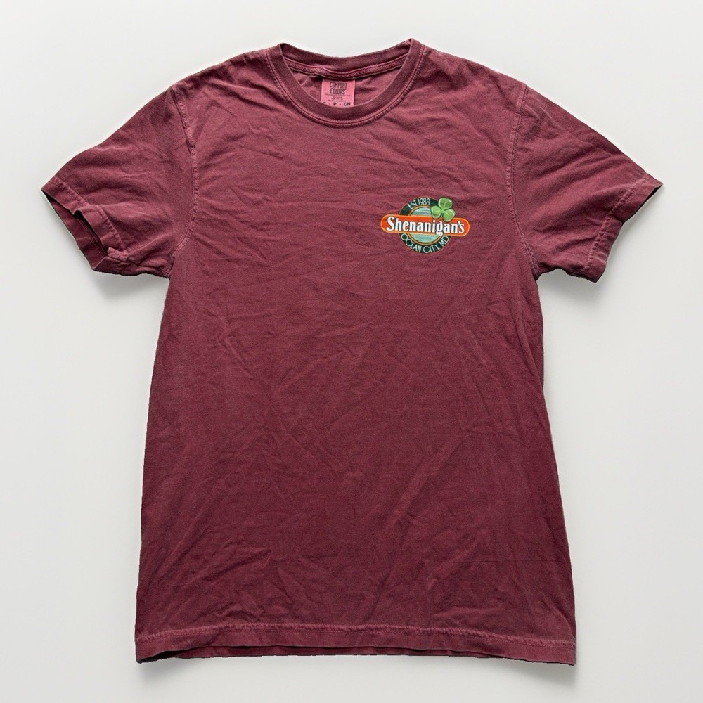 Comfort Colors T-Shirt Mens S Red Irish Shenanigans Pub Ocean City Graphic Tee