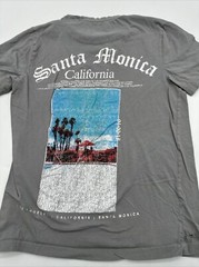 Santa Monica California T-Shirt Men Medium Spell Out Gray Denim & Flower…#6414