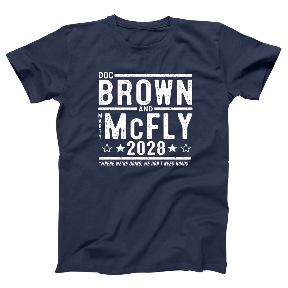 Doc Brown McFly 2028 Election – funny 80s comedy movie Xs-5x Unisex Soft Tshirt