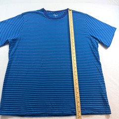 Lands’ End Men’s Supima Cotton T-Shirt Blue Striped Short Sleeve XL Casual