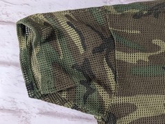 Vintage Camo Mesh Shirt Men M L Fishnet Waffle Grid Open Weave Woodland Tactical