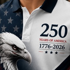 USA 250 Years of America Golf Polo Mens Eagle 1776-2026 American Flag (S-5XL)