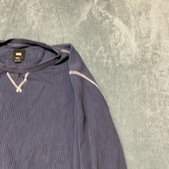 Vans Shirt Mens Medium Navy Blue Waffle-Knit Long Sleeve Round Neck Thermal Tee