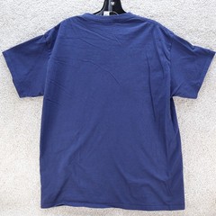 Gildan Mens Large Drinking Shirt Graphic Tee Navy (see photo for flaw)