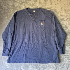 Carhartt Shirt Mens Medium Faded Chery Henley Workwear Pocket T K128 Vintage Y2K