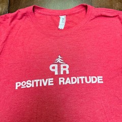 VTG Anvil T-Shirt Mens Small Red Positive Raditude Graphic Tri-Blend Paper Thin
