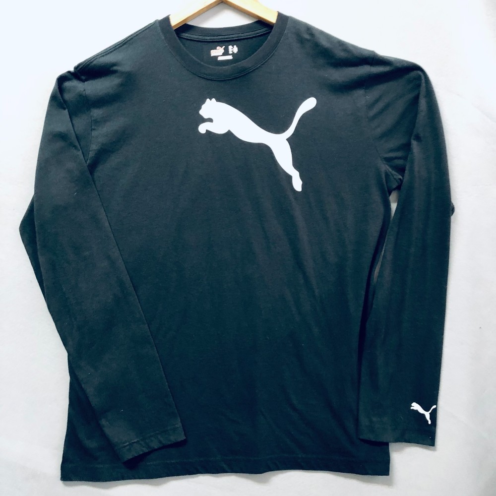 Puma Men L Shirt Black Long Sleeve Cotton Poly Blend Athlete Basketball Run