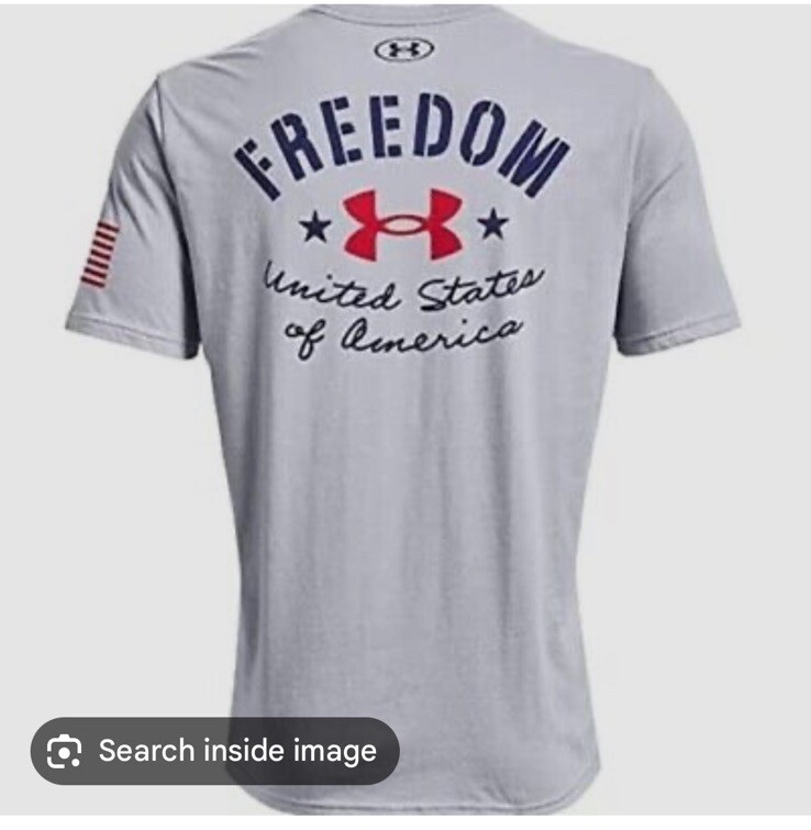 Under Armour Men UA Freedom Vintage Flag T-Shirt UA 1374094 Steel Grey 2XL NEW