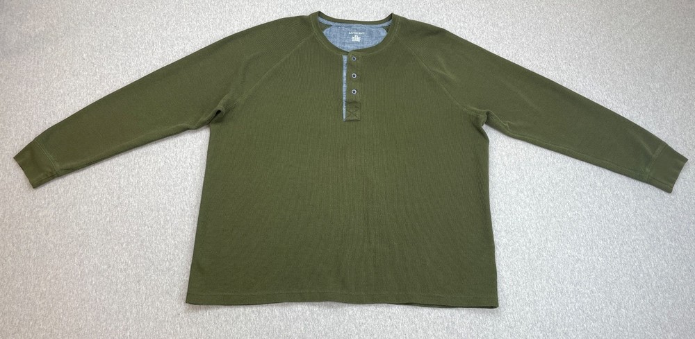 Lands End Sweatshirt Men XXL (50-52) Green Cotton Blend Stretch Pullover