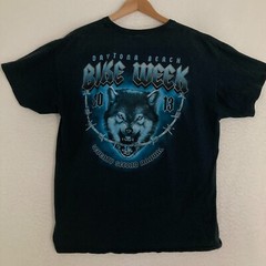 Gildan Bike Week 2013 Daytona Beach Shirt Mens XL Biker Blue Flames Wolf