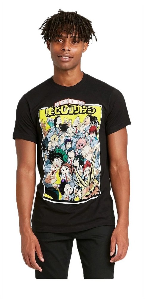 My Hero Academia Class 1A Selfie Graphic Mens Black Anime Shirt NWT Medium