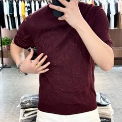 New Fashion Trend Abstract Diamond Rhinestone Knitted Summer Luxury Men T-Shirt