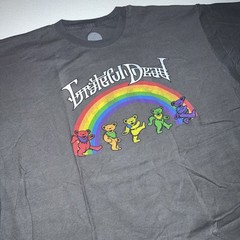 Grateful Dead T-Shirt Unisex 2XL 50-52 Dancing Bears Rainbow Graphic Tee Gray