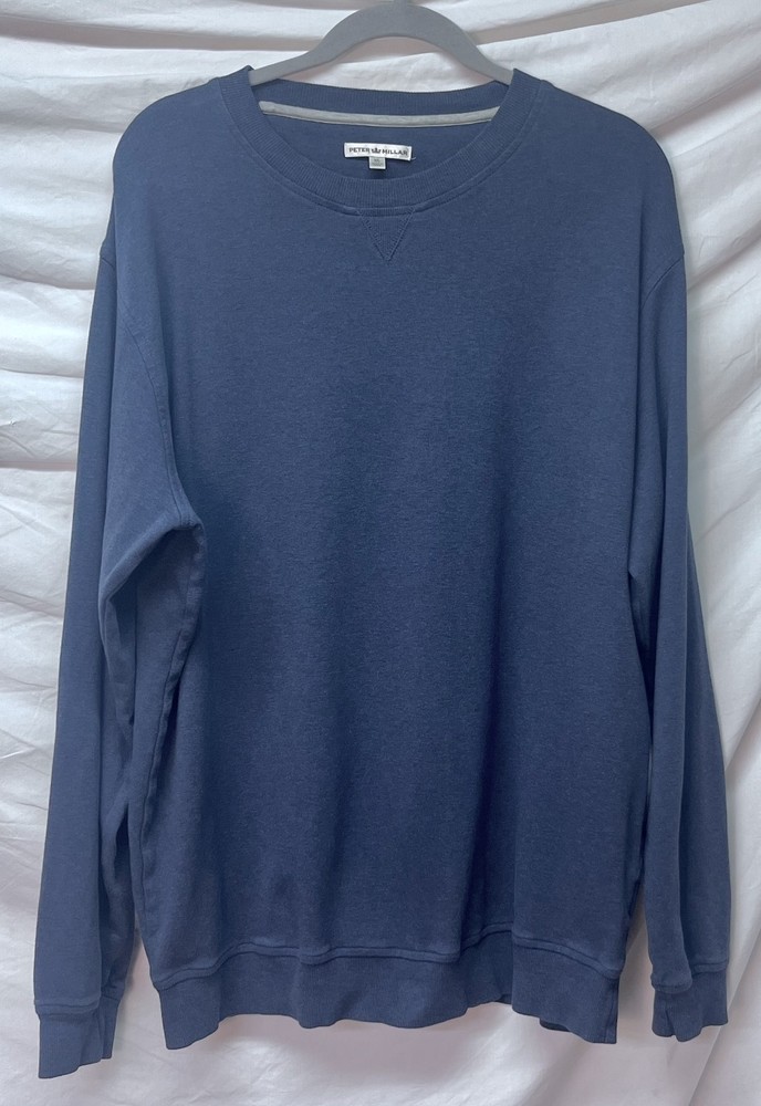 Peter Millar Shirt 100% Cotton Long Sleeve Crew Neck Blue Casual Lightweight