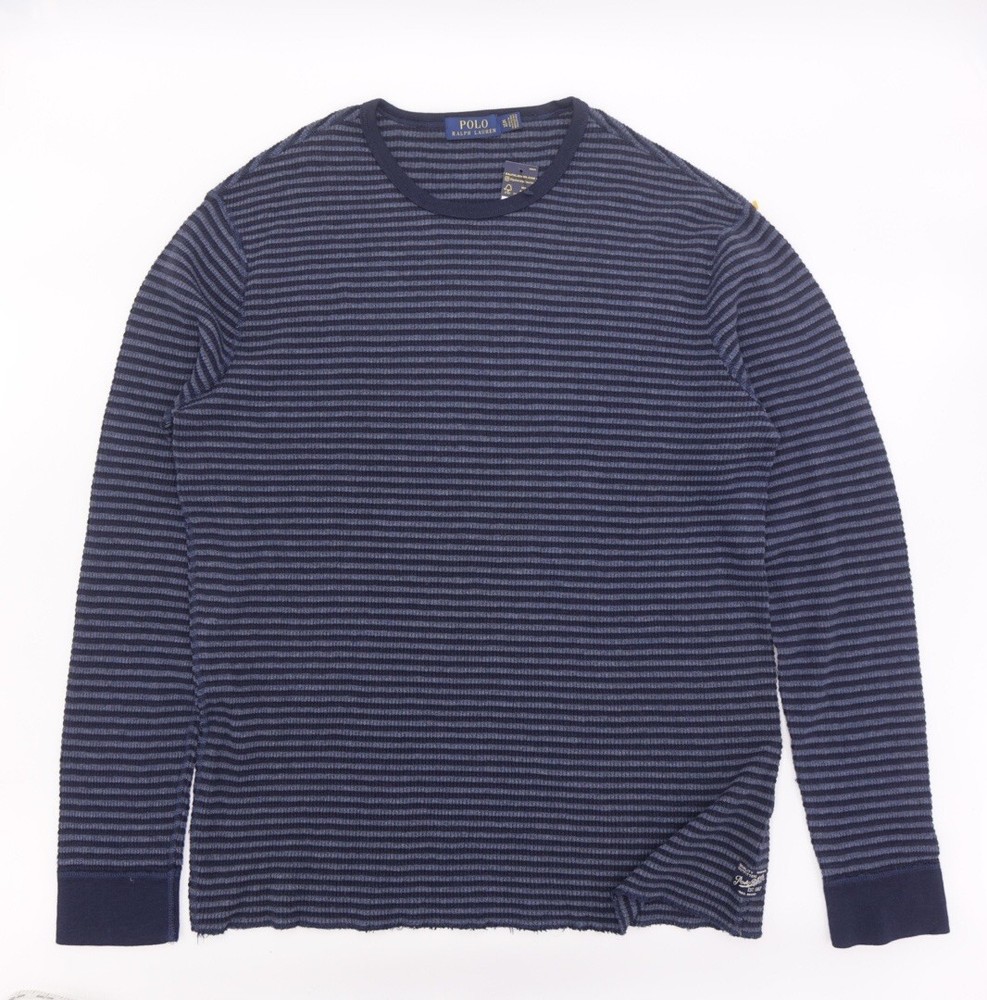 Polo Ralph Lauren Waffle Long Sleeve Henley Triped Cassic Navy Men’s XL