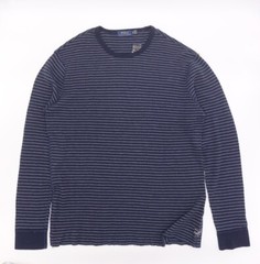 Polo Ralph Lauren Waffle Long Sleeve Henley Triped Cassic Navy Men’s XL