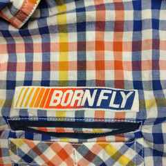 BORN FLY Shirt Men XL Plaid Short Sleeve Button Up Tide Detergent Parody Y2K