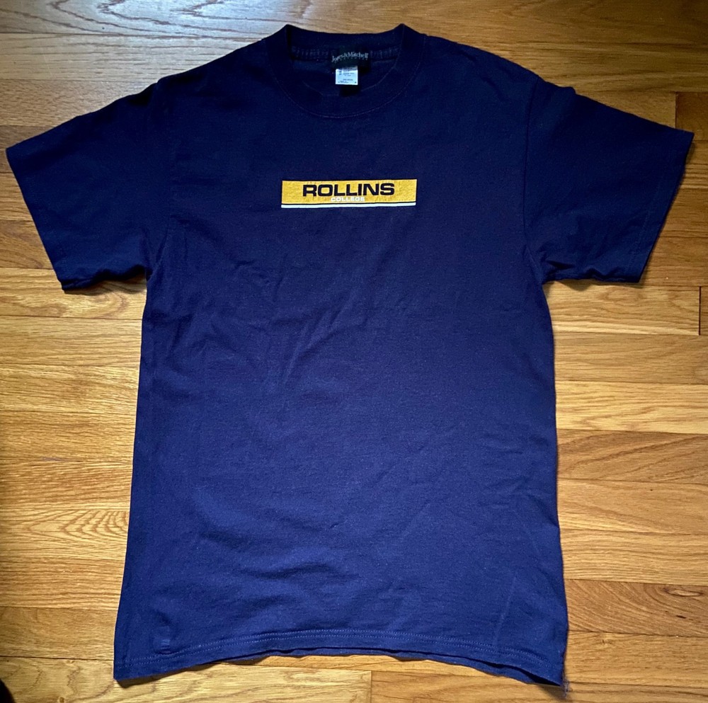 VINTAGE Rollins College T-Shirt Medium Navy Jones & Mitchell Uni Tee