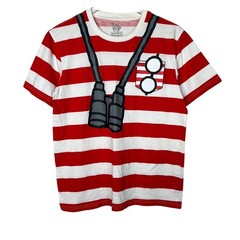 Where’s Waldo Cosplay Costume Striped Tee T-Shirt Red White Adult Small