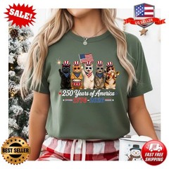 250 Years of America Cats Patriotic Cat 4th of July Cat T-Shirt