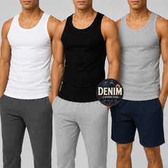 Men 100% Cotton Ribbed Tank Top A-Shirt Wife Beater Sleeveless Undershirt S-3XL