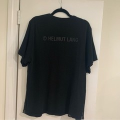 Helmut Lang Mens Black Mesh Short Sleeve T-Shirt Logo Streetwear Size XL