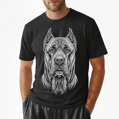 Cane Corso T-Shirt Line Art Dog Portrait Mastiff Lover Graphic Tee Shirt S-5XL