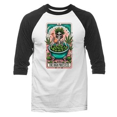 Herbal High Priestess Weed Marijuana Pot Cannabis 3/4 Sleeve Raglan