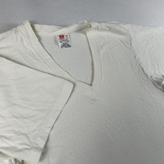 Vintage Hanes Shirt Mens Medium White V-Neck Cotton Undershirt Basic Tee Blank