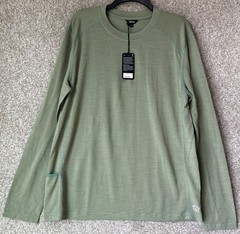 Allbirds Natural Run Long Sleeve Shirt Mens Size Large Green Merino Wool Blend