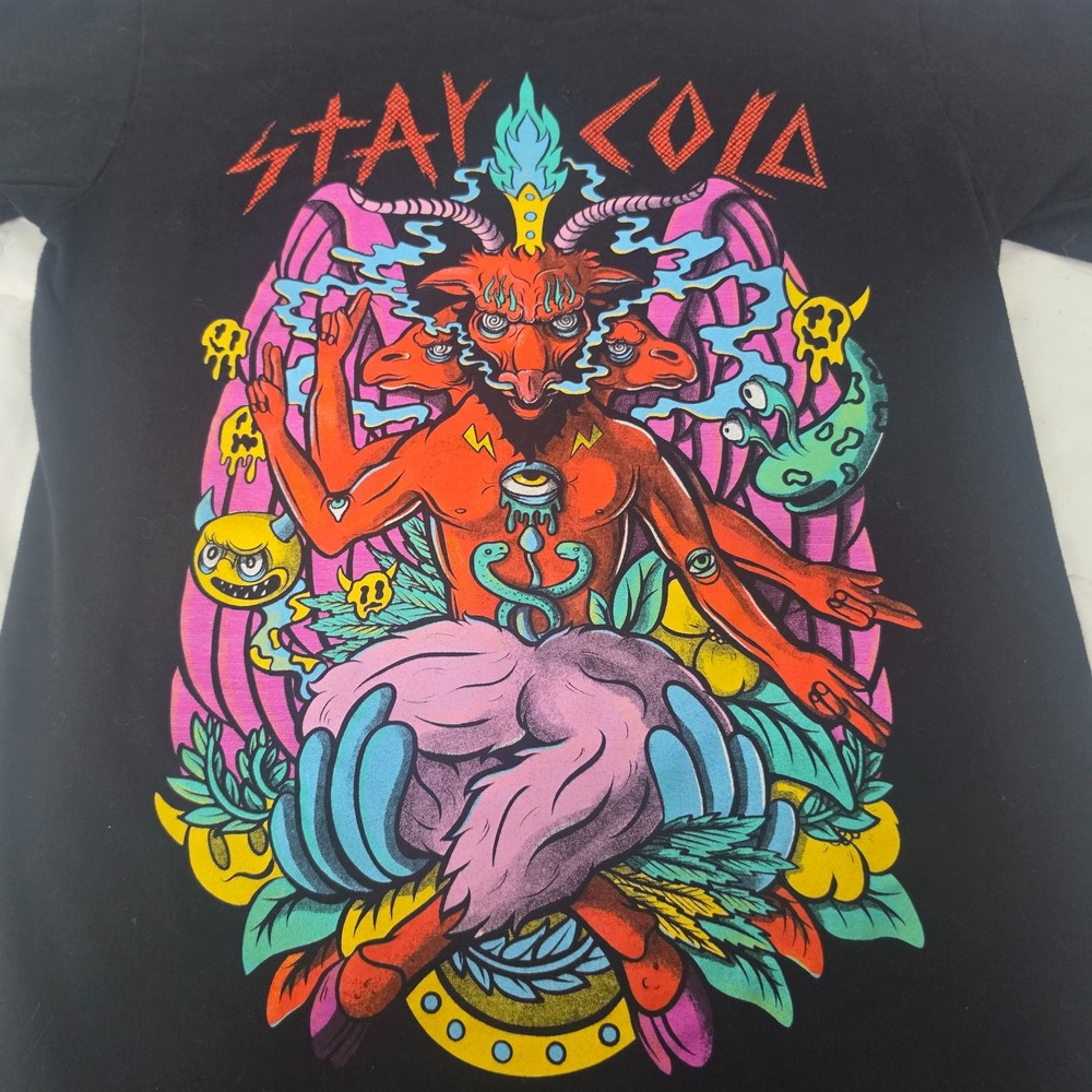 Stay Cold Apparel Demon Graphic Tee Mens M Black Streetwear Goth Punk Skate