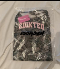 Edikted Girls. thin strap Gray/Black Camouflage Logo Graphic Tank top Small