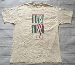 Vintage 90s Single Stitch Band Tee Style Heart Throb Shirt XXL 1993 White Defect