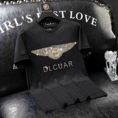 New Fashion Abstract Pattern Rhinestones Summer Short Sleeve Luxury Men T-Shirt