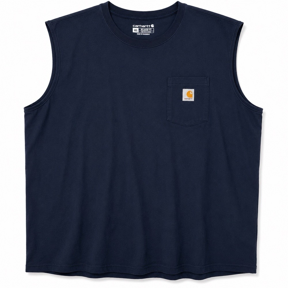 Carhartt Relaxed Fit Pocket Sleeveless T-Shirt Men’s 4XL Navy Blue Work Cotton