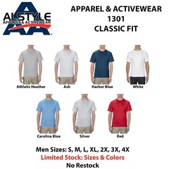 Alstyle Apparel AAA T Shirt 1301 Men’s Plain Blank Short Sleeve T Shirts S-4XL