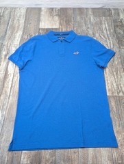 Mens Hollister Blue Epic Flex Stretch Short Sleeve Polo Shirt Size Large Blue 🩵