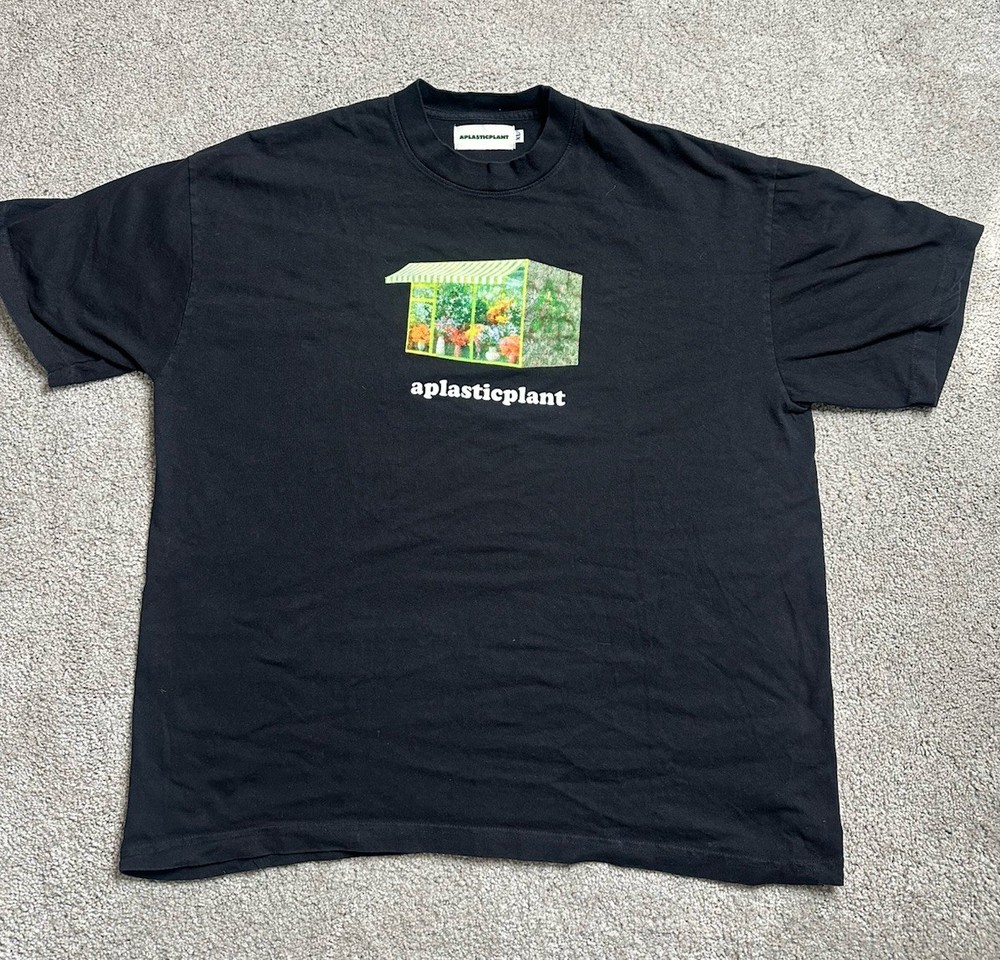 Aplasticplant Shirt Mens XL BLACK Environmentalist Green House A Plastic Plant