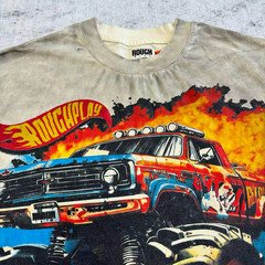 t shirt vintage European and American retro old flame car letter print cut short