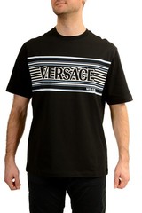 Versace Men’s Logo Print Black Crewneck Short Sleeve T-Shirt US 5XL IT 62