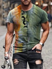 Men’s T-Shirt 3D Vintage Print T Shirts Summer Round Neck Cool Oversize Tees
