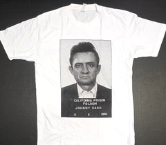JOHNNY CASH T-shirt Distressed Mug Shot Tee 100% Cotton Men’s White New