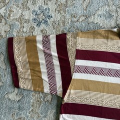 Vintage Pierre Cardin Paris Striped Polo Shirt XL Red Gold Geometric 80s Cotton