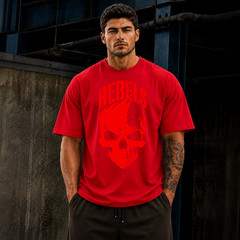 Customizable Oversized Skull Graphic Cotton T-Shirt Men’s Streetwear Gym Workout